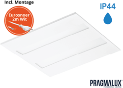 Pragmalux LED Paneel Flexcore IP44 60x60cm 26-39W 3600-5500lm 3000K-3500K-4000K 3CCT CRI >90 UGR<19 wit RAL9003+driver incl. eurosnoer 2m wit 