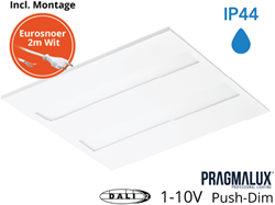 Pragmalux LED Paneel Flexcore IP44 60x60cm 26-39W 3600-5500lm 3000K-3500K-4000K 3CCT CRI >90 UGR<19 wit RAL9003+universele driver (DALI2, 1-10V, Push-dim) incl. eurosnoer 2m wit 