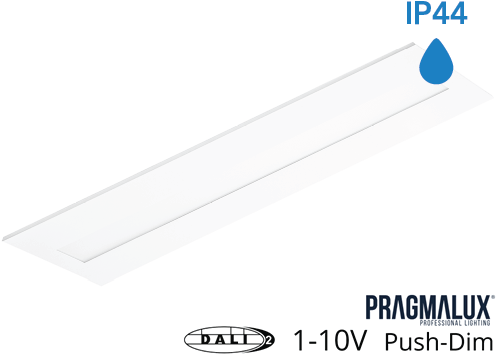 Pragmalux LED Paneel Flexcore IP44 30x120cm 26-39W 3600-5500lm 3000K-3500K-4000K 3CCT CRI >90 UGR<19 wit RAL9003+universele driver (DALI2, 1-10V, Push-dim)