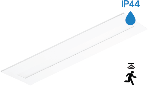Pragmalux LED Paneel Flexcore IP44 Easyair Sensor 30x120cm 26-39W 3600-5500lm 3000K-3500K-4000K 3CCT CRI >90 UGR<19 wit RAL9003 +Philips DALI SR driver