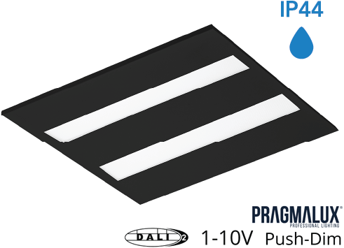 Pragmalux LED Paneel Flexcore IP44 60x60cm 26-39W 3600-5500lm 3000K-3500K-4000K 3CCT CRI>90 UGR<19 zwart RAL9005+universele driver (DALI2, 1-10V, Push-dim)