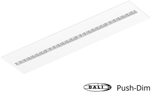 Pragmalux LED Paneel Optic matte reflector 30x120cm 36W 4350-4750lm 3000K-3500K-4000K 3CCT CRI>90 UGR<16 wit RAL9003 + Philips DALI driver