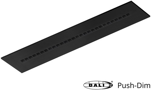 Pragmalux LED Bandrasterarmatuur Optic zwarte reflector 30x150cm 36W 4050-4400lm 3000K-3500K-4000K 3CCT CRI>90 UGR<16 zwart RAL9005 + Philips DALI driver + plenum