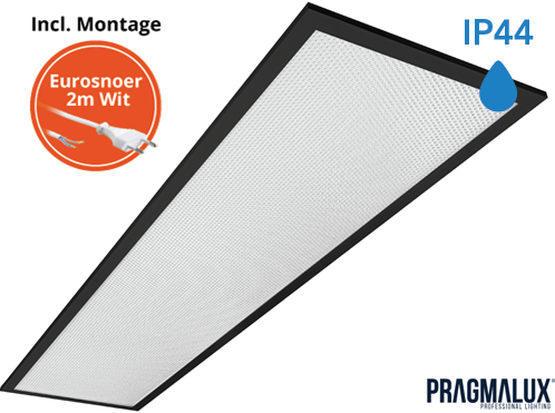 Pragmalux LED Paneel 30x120cm Sigma G2 Zwart IP44 26-38W 3000K-4000K 2-CCT 3500-5100lm UGR<19 +Driver incl. eurosnoer 2m wit (2x28W)