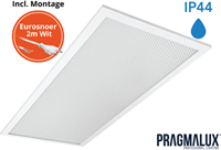 Pragmalux LED Paneel 30x60cm Sigma G2 IP44 9-20W 3000K-4000K 2-CCT 1050-2500lm UGR<19 +Driver incl. eurosnoer 2m wit (2x14W)-6