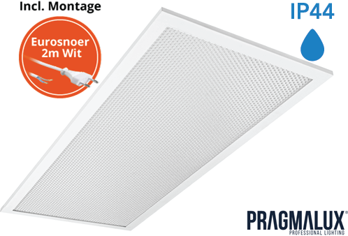 Pragmalux LED Paneel 30x60cm Sigma G2 IP44 9-20W 3000K-4000K 2-CCT 1050-2500lm UGR<19 +Driver incl. eurosnoer 2m wit (2x14W)-6