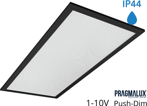 Pragmalux LED Paneel 30x60cm Sigma G2 Zwart IP44 11-20W 3000K-4000K 2-CCT 1250-2500lm UGR<19 +Universele Driver (DALI2, 1-10V, Push-dim) (2x14W)