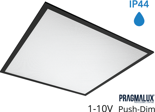 Pragmalux LED Paneel 60x60cm Sigma G2 Zwart IP44 26-38W 3000K-4000K 2-CCT 3500-5100lm UGR<19 +Universele Driver (DALI2, 1-10V, Push-dim) (4x14W)