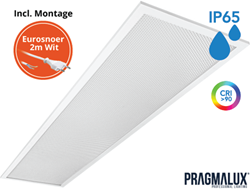 Pragmalux LED Paneel 30x120cm Sigma G2 IP65 CRI>90 26-37W 5000K-6500K 2-CCT 3700-5300lm UGR<19 +Driver incl. eurosnoer 2m wit(2x28W/2x36W)