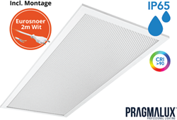 Pragmalux LED Paneel 30x60cm Sigma G2 IP65 CRI>90 9-20W 3000K-4000K 2-CCT 1000-2500lm UGR<19 +Driver incl. eurosnoer 2m wit(2x14W/2X18W)