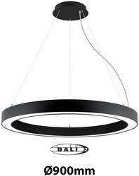 Pragmalux LED Pendelarmatuur Circo Ø900mm Prisma direct/indirect 56-84W 5300-8400lm 3CCT 3000-3500-4000K  CRI90 UGR<19 Zwart - DALI+ pendelset 3m
