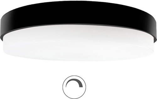 Pragmalux LED Plafonnière / Wandarmatuur Dura-S Zwart Ø270 IP64 IK10 4,5-8W 375-775lm 2200K-2700K 2-CCT Fase dimbaar