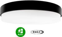 Pragmalux LED Plafonniere / Wandarmatuur Dura-M Zwart 340 IP64 IK10 8-18W 750-2075lm 2200K-2700K 2-CCT + dali + DALI noodmodule 1H autotest