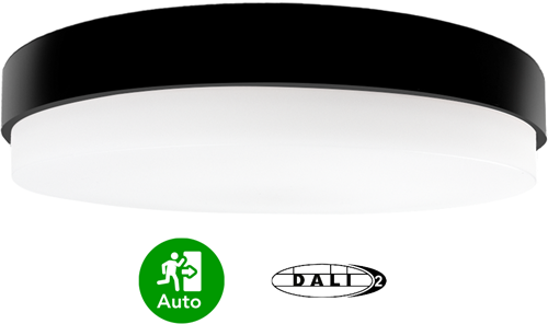 Pragmalux LED Plafonniere / Wandarmatuur Dura-S Zwart 270 IP64 IK10 4-9W 450-1100lm 3000K-3500K-4000K 3-CCT + dali + DALI noodmodule 1H autotest