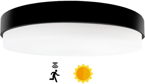 Pragmalux LED Plafonniere / Wandarmatuur Dura-S Zwart 270 IP64 IK10 4-9W 375-1000lm 2200K-2700K 2-CCT + daglichtsensor