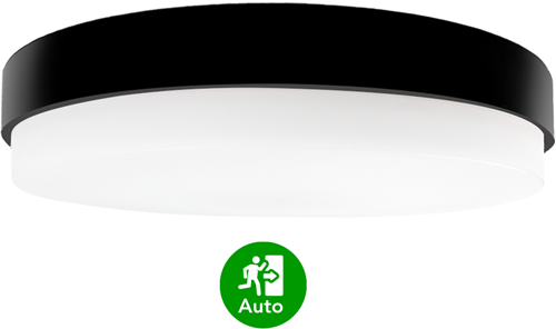 Pragmalux LED Plafonniere / Wandarmatuur Dura-M Zwart 340 IP64 IK10 8-18W 750-2075lm 2200K-2700K 2-CCT + noodmodule 3uur autotest