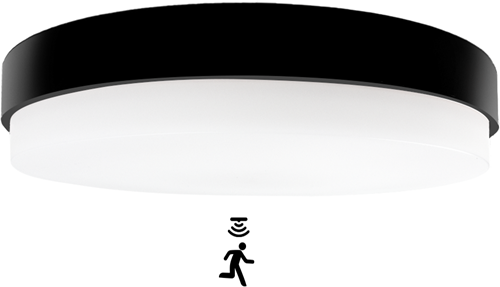 Pragmalux LED Plafonniere / Wandarmatuur Dura-M Zwart 340 IP64 IK10 8-18W 750-2075lm 2200K-2700K 2-CCT + bewegingssensor
