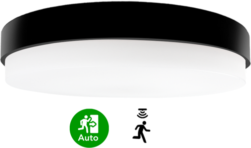 Pragmalux LED Plafonniere / Wandarmatuur Dura-S Zwart 270 IP64 IK10 4-9W 450-1100lm 3000K-3500K-4000K 3-CCT + bewegingssensor + noodmodule 3uur autotest