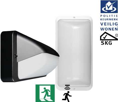 Pragmalux LED Portiek Port-S PKVW IP66 IK10 2,75-5W 275-600lm 2700K-4000K 3-CCT + bewegingssensor & noodmodule 1H autotest