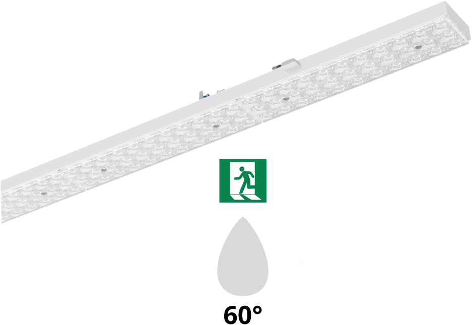 Pragmalux PRX-Line LED-modul HO 1528mm dipswitch 75-22W 12900-3785Lm 4000K 60D gr. +nødmodul HO 1 times selvtest