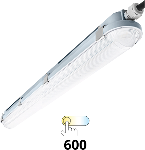 Pragmalux LED TL Waterdicht Armatuur Hermes IP66 60cm 10-18W 3000K-6000K 3-CCT 1250-2300lm 5x2,5mm Doorvoerbedrading (2x18W)