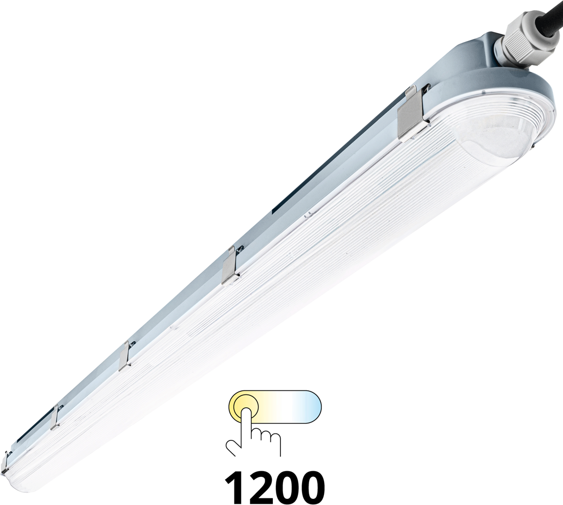 Pragmalux LED TL vandtæt armatur Hermes IP66 120cm 20-35W 3000K-6000K 3-CCT 2700-5000lm 5x2,5mm Gennemføring (2x36W)