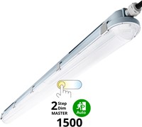 Pragmalux LED TL Waterdicht Armatuur Hermes IP66 150cm 53W 3000K-6000K 3-CCT 7700lm 5x2,5mm Doorvoerbedrading (2x58W) 2-step dim (100-10%) master + bewegingssensor & noodmodule 1uur zelftest