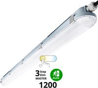 Pragmalux LED TL Waterdicht Armatuur Hermes IP66 120cm 35W 3000K-6000K 3-CCT 5000lm 5x2,5mm Doorvoerbedrading (2x36W) 3-step dim (100-10%-uit) master + bewegingssensor & noodmodule 1uur zelftest