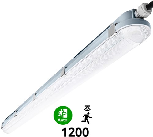 Pragmalux LED TL Waterdicht Armatuur Hermes IP66 120cm 20-35W 3000K-6000K 3-CCT 2700-5000lm 5x2,5mm Doorvoerbedrading (2x36W) + Bewegingssensor & noodmodule 1uur zelftest