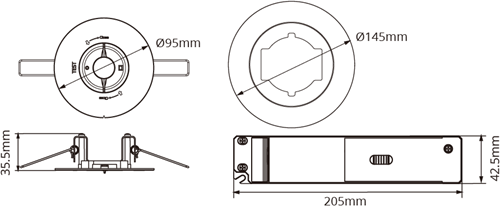 Pragmalux DOT PLUS inbouw Noodverlichting 2,4W 280-330lm 1uur Zelftest zwart-3