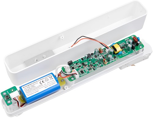 Pragmalux Notra track noodverlichting 4.8W 250lm 6500K LiFePO4 6.4V 1500mAh 1uur zelf en manuele test 2-in-1 wit RAL9003-4