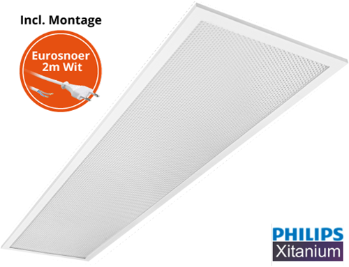 Pragmalux LED Paneel 30x120cm Sigma G2 IP44 18-26W 3000K-4000K 2-CCT 2400-3650lm UGR<19 +Philips Driver incl. eurosnoer 2m wit (2x28W)-2