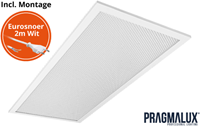 Pragmalux LED Paneel 30x60cm Sigma G2 IP44 9-20W 3000K-4000K 2-CCT 1050-2500lm UGR<19 +Driver incl. eurosnoer 2m wit (2x14W)-4