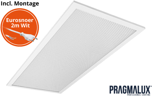 Pragmalux LED Paneel 30x60cm Sigma G2 IP44 9-20W 3000K-4000K 2-CCT 1050-2500lm UGR<19 +Driver incl. eurosnoer 2m wit (2x14W)-4
