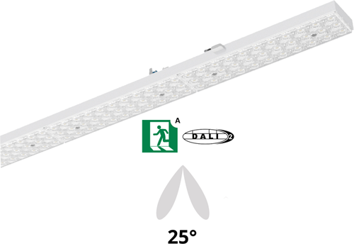 Pragmalux PRX-Line LED module 1528mm 60 Watt max 9150lm 4000k asymmetrisch dubbel 25D DALI +noodmodule 1uur zelftest