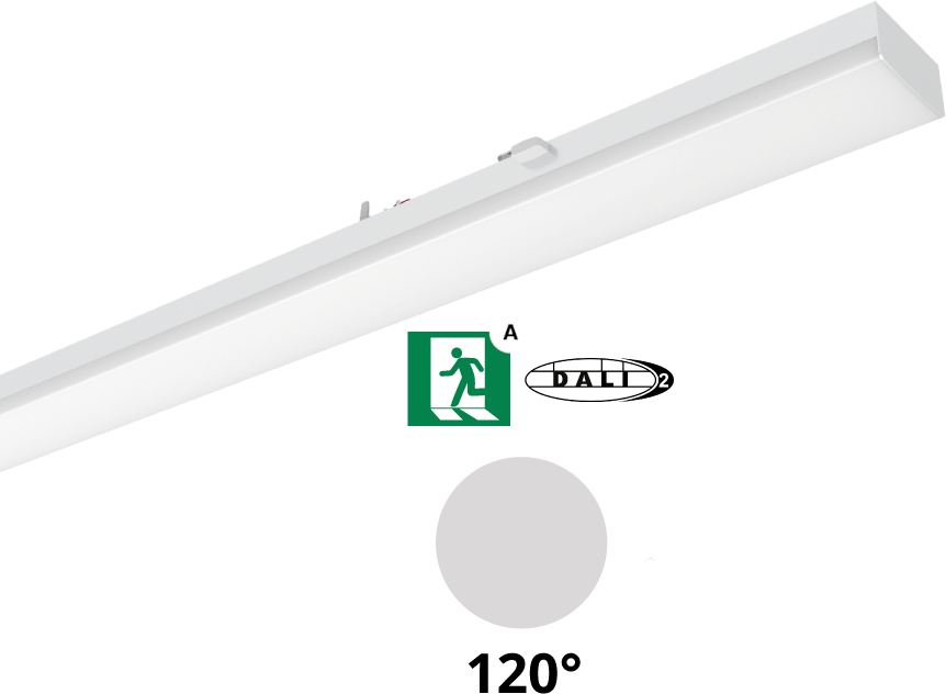Pragmalux PRX-Line UO LED-modul – hvid 2039mm 110W maks 15750lm 6500K 120D opaldæksel DALI + nødmodul 1 times selvtest