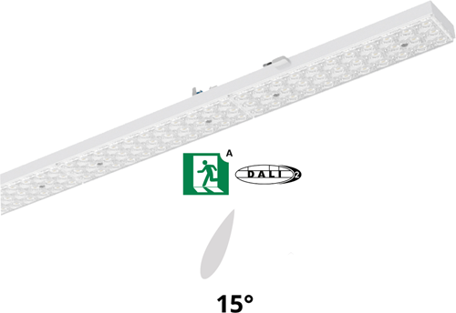 Pragmalux PRX-Line LED module HO 1528mm 75-22W 12900-3785Lm 4000K asymmetrisch Links 15D DALI +noodmodule HO 1uur zelftest