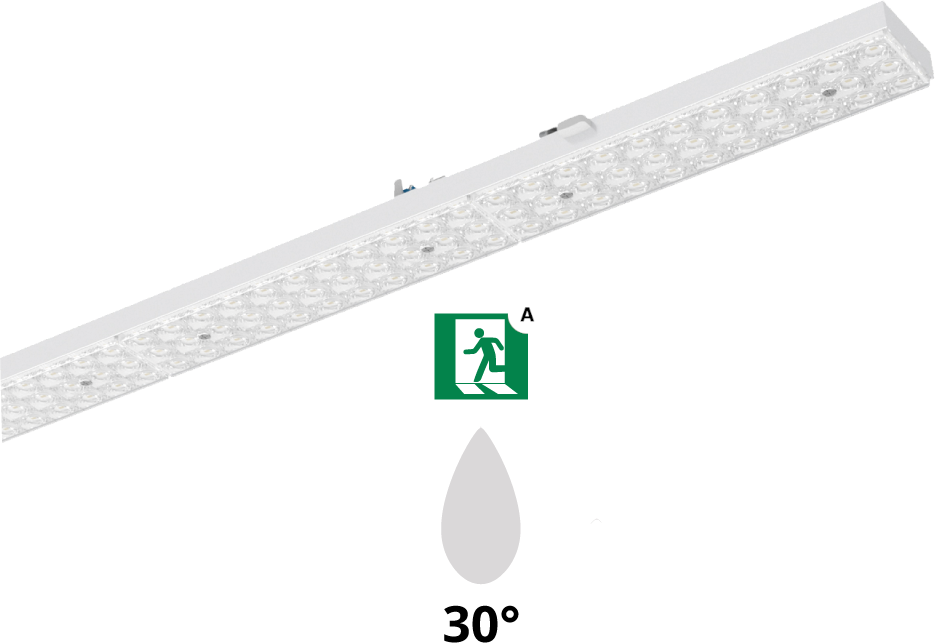Pragmalux PRX-Line UO LED-modul – hvid 2039mm dipswitch 115-83W 18000-14000lm 6500K 30D +nødmodul 1 times selvtest