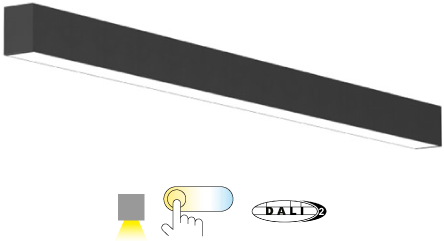 Pragmalux Skyline 1,2m DALI2 12,5-36W 1575-4700lm 2CCT 3000-4000K opaal zwart RAL9005