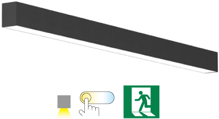 Pragmalux Skyline 1,5m 12,5-44W 1575-5650lm 2CCT 3000-4000K opaal zwart RAL9005 + Noodmodule 3 uur