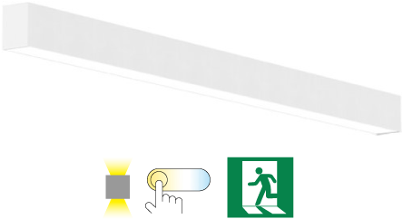 Pragmalux Skyline 1,5m 12,5-44W 1750-6400lm 2CCT 3000-4000K met uplight 12W opaal wit RAL9016 + Noodmodule 3 uur