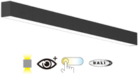 Pragmalux Skyline 1,2m DALI2 12,5-36W 1575-4700lm 2CCT 3000-4000K met uplight 9W 1300lm opaal zwart RAL9005-10