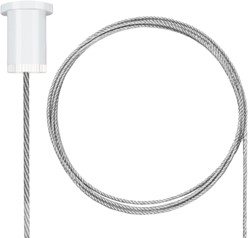 PRX 3-Fase Rail pendelset incl. plafondbus wit M10 + staalkabel 3m zilver (excl. railbeugel en snelspanner) 10x