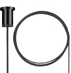 PRX 3-Fase Rail pendelset incl. plafondbus zwart M10 + staalkabel 3m zwart (excl. railbeugel en snelspanner) 10x