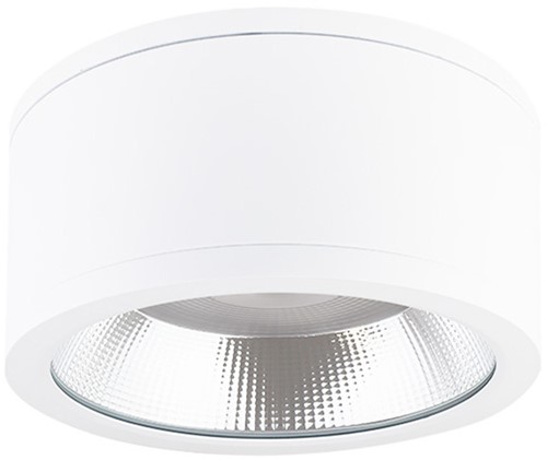 Pragmalux LED opbouw downlight Relio IP65 facet reflector wit 20W 1800-2000lm 2700K-3000K-4000K 3-CCT CRI>90 UGR<19 60D Ø160x110mm