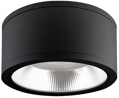 Pragmalux LED opbouw downlight Relio IP65 facet reflector zwart 20W 1800-2000lm 2700K-3000K-4000K 3-CCT CRI>90 UGR<19 60D Ø130x115mm