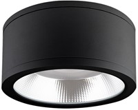 Pragmalux LED opbouw downlight Relio IP65 facet reflector zwart 28-32W 2520-3200lm 2700K-3000K-4000K 3-CCT CRI>90 UGR<19 60D Ø214x119mm