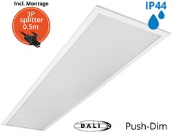 Pragmalux LED Paneel 30x120cm Sigma G2 IP44 38W 3000K-4000K 2-CCT 5000-5100lm UGR<19 +TCI DALI Driver incl. 3P Aansluitsnoer en splitter en trekontlasting, 1 in 2 uit(2x28W)