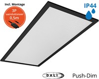 Pragmalux LED Paneel 30x60cm Sigma G2 Zwart IP44 20W 3000K-4000K 2-CCT 2400-2500lm UGR<19 +TCI DALI Driver incl. 3P Aansluitsnoer (2x14W)
