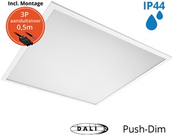 Pragmalux LED Paneel 60x60cm Sigma G2 IP44 38W 3000K-4000K 2-CCT 5000-5100lm UGR<19 +TCI DALI Driver incl. 3P Aansluitsnoer (4x14W/4x18W)